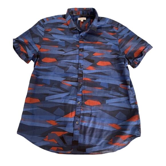Calvin Klein Other - Calvin Klein Shirt Mens XL Black Blue Orange Geometric Button Up Short Sleeve